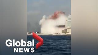 Beirut explosion: Diver captures moment of blast as seen from the water