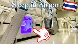 Sleeping in Thailand's Capsule Hotel at Bangkok airport  Avagard Capsule Hotel【4K】