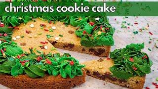 Christmas Cookie Cake! | A Classic Chocolate Chip Cookie Cake Turned into a Christmas Wreath!