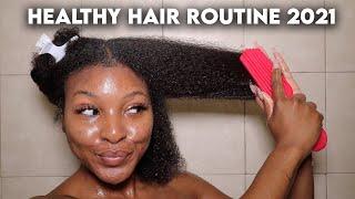 HEALTHY HAIR ROUTINE 2021 FOR LENGTH RETENTION & HAIR GROWTH | TYPE 4B/4C NATURAL HAIR  KENSTHETIC