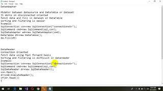 1. DataReader, DataAdapter and  Dataset Theory and Pratical example 2019