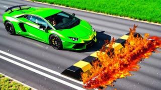 Cars vs Lava-Fire Speed Bump Challenge in BeamNG Drive!