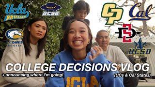 COLLEGE DECISIONS REACTIONS VLOG + announcing where i'm going to college | UCs and Cal States