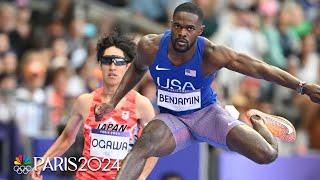 Rai Benjamin in cruise control to open 2024 Paris Olympics with 400m hurdle heat win | NBC Sports