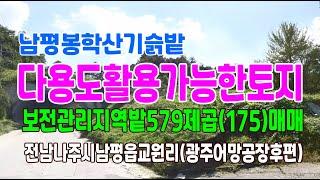 21-99[전남나주남평읍토지][유진기업레미콘공장땅]교원리토지,방축마을,광주어망공장후편,보전관리지역전 579제곱(175py)매매~