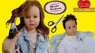 Reborn Hair Salon Curling Autumn's Hair and baby Paris gets her First Hair Cut | Reborn Love