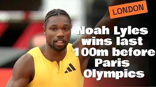 FULL RACE Noah Lyles Akani Simbine Letsile Tebogo Yohan Blake London 2024 100m Diamond League Final