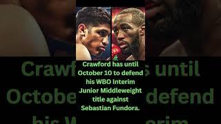 Sebastian Fundora vs Terence Crawford get an agreement by October 10 or go to  purse bid. #boxing