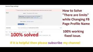 How to Solve "There are limits on this page" while Changing FB Page Profile Name |  limits_issue2023