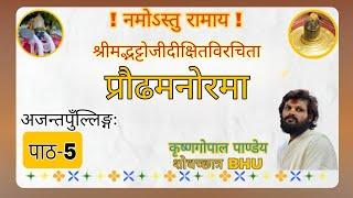 प्रौढमनोरमा अजन्त-पुँल्लिङ्ग पाठ-5 अर्थवदधातुरप्रत्ययः प्रातिपदिकम् | SANSKRIT |KRISHNA GOPAL PANDEY