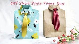 DIY Small Shirt Style Paper Bag for Him | Easy Gift Wrapping Idea