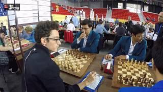 Initial moments of the mega match between India and USA at round 4 of Batumi Olympiad 2018