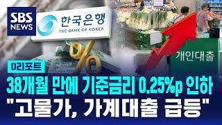 금통위, 38개월 만에 기준금리 0.25%p 인하…3.25% / SBS / #D리포트