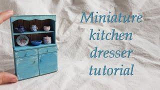 Miniature kitchen cupboard tutorial, farmhouse style. Easy DIY. Dollhouse furniture. Cottagecore