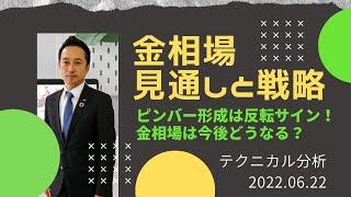 【金価格】ピンバー形成は反転サイン！金相場は今後どうなる？　テクニカル分析でみた見通しと戦略　6月22日（水）