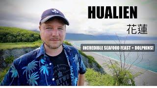 INSANE SEAFOOD FEAST AT HUALIEN SEASIDE + BONUS DOLPHINS! 花蓮海邊超狂海鮮盛宴～還看到超多海豚！螃蟹、海膽、蛤蜊還有旗魚