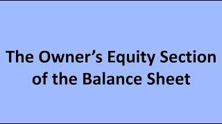 The Owner’s Equity Section of the Balance Sheet