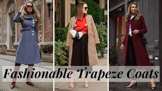 How and with what to wear a Trapeze A-Line Coat | Fashionable Fall & Winter Outfits Ideas