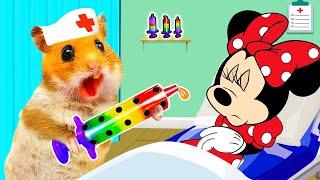 Oh no, Minnie Got Sick! Hamster Hamham Pretend A Doctor Check Up | Life Of Pets HamHam