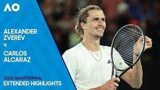 Alexander Zverev v Carlos Alcaraz Extended Highlights | Australian Open 2024 Quarterfinal