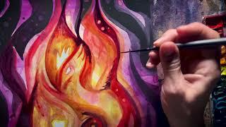 Timelapse of an inspiring watercolor painting - PHOENIX