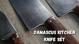 Making a Custom Set of Damascus Kitchen Knives with Desert Ironwood Handles