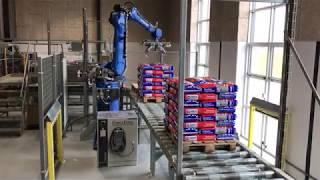 Robot palletizing of 25 kg mortar bags