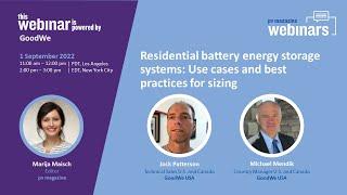 pv magazine Webinar | Residential battery energy storage systems: Use cases and sizing