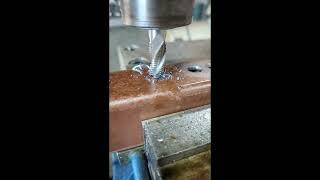 Satisfying Slow Motion End Mill Drilling thru Steel Square Tube