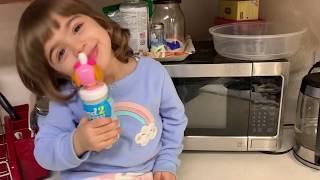 Liana at the Kitchen helping her dad cooking