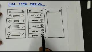 how to draw List-Type Menus ? (UX, UI, Free Wire-framing, Prototyping, sketch, drawing classes)