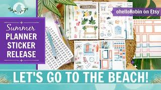 Summer Beach Sticker Release | ohelloRobin Etsy Shop | Decorative & Functional Planner Stickers