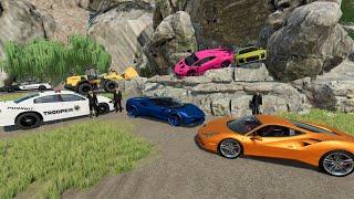 Police find cave full of stolen Lamborghinis and Race Cars | Farming Simulator 22