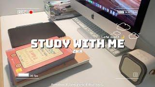 STUDY WITH ME 2-HOUR | Pomodoro 30/5 | Calm Piano  | Rain sound | Late night 