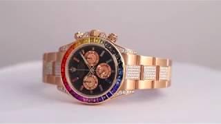 Rolex Daytona 18ct Everose Gold 116505 Custom Rainbow Diamond Set - Time4Diamonds