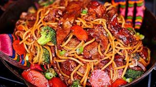 Steak and Vegetable Stir Fry Noodles / Easy beef Stir fry Recipe