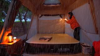 Solo camping in heavy rain. Cozy tent with full sound of rain. Endless rain. Relaxing Rain ASMR️