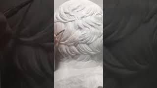 Sculpting hair in white Carrara Marble | Stone Carving