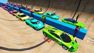 GTA 5's special Ramps racing mod turbo boost, Spiderman green Car and epic challenge Superhero