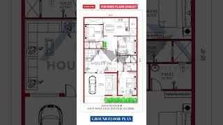 35x55 West facing house plan 2bhk #houzy #35x55houseplan #floorplan #3dplan #home #westfacinghouse