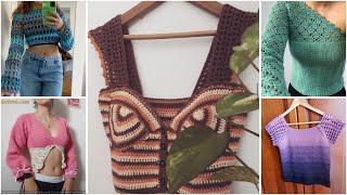 Granny crochet multicoloured cute crop top/crochet cotton thread top designs