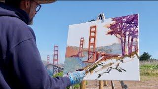 GOLDEN GATE BRIDGE plein air OIL PAINTING san francisco