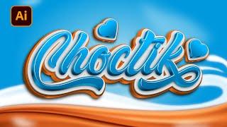 3d Text Effect in Illustrator - Unique & Modern Style ChocTik Text Effect