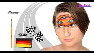 How to Face Paint - Race Car Face Painting Tutorial by JestPaint