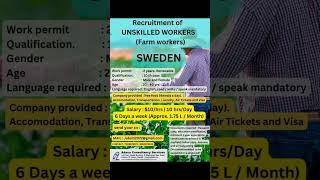 Farm worker jobs in Sweden for Indian - Unskilled Workers #freejobalert #job2023 #jobnews