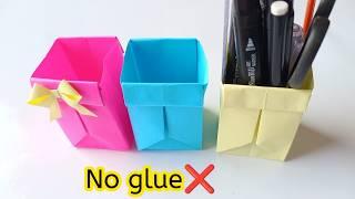 DIY paper pen stand|No glue paper pen stand|Pen stand without glue|No glue paper craft|Easy Origami