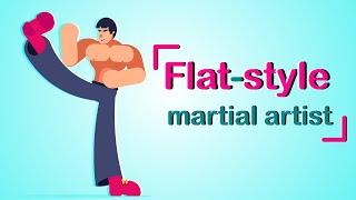 How to Design Flat style Martial Artist in Adobe Illustrator | Flat style illustration tutorial