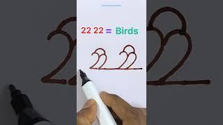 How to Draw Birds using Numbers 22 / Bird Drawing easy way #shorts #viral #shortsvideo #trending