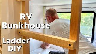 RV Bunk Bed Ladder/Safety Railing DIY in Bunkhouse with Curtain Rod & Wall Trim DIY's Camper Reno