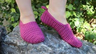 Следки крючком с высокой пяткой Crochet Slippers for Beginners   Вяжем по схемам